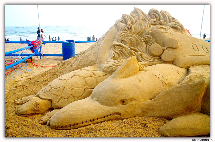 International Sand Art Festival at Chandrabhaga Beach near Konark Photos