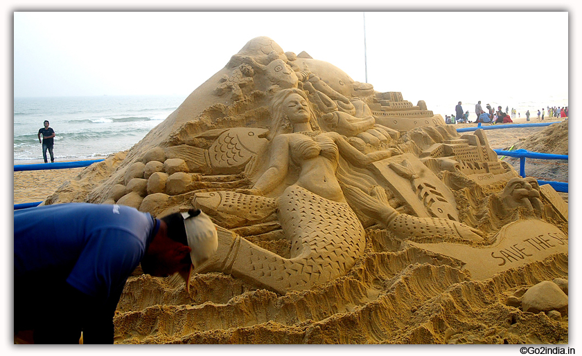 International Sand Art Festival at Chandrabhaga Beach near Konark Photos